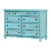 Picture of Victorian Solid Wood Turquoise Bedroom Farmhouse Dresser With 9 Drawers