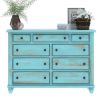 Picture of Victorian Solid Wood Turquoise Bedroom Farmhouse Dresser With 9 Drawers
