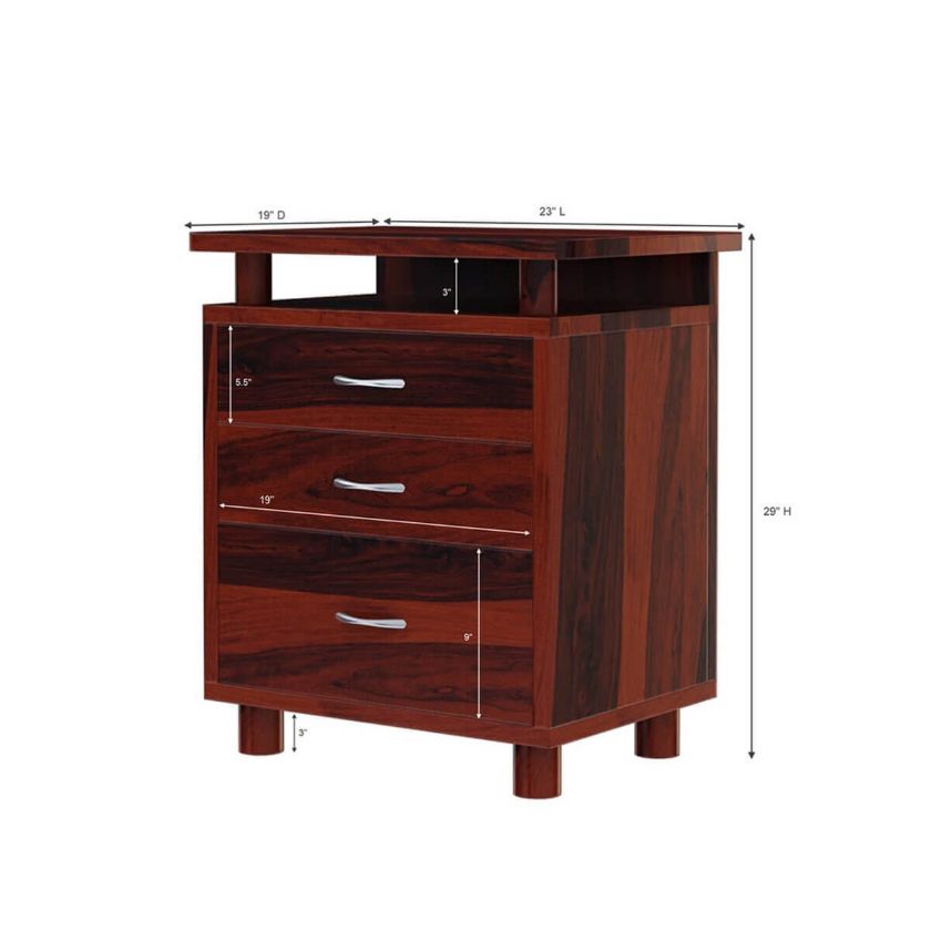 Picacho Solid Wood Cabinet With 3 Drawers And Open Shelf Dimension Image