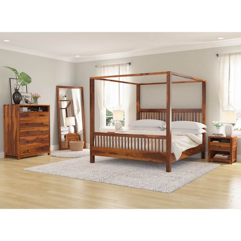 Picture of Kodiak Rustic Solid Wood 4-Piece Canopy Bedroom Set