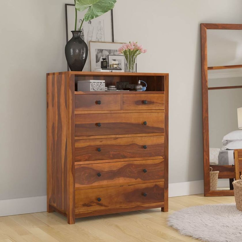 Picture of Kodiak Rustic Solid Wood 6 Drawer Tall Bedroom Dresser