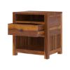 Picture of Kodiak Rustic Solid Wood Nightstand With Drawer And Open Shelves