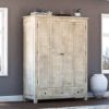 Picture of Mission Solid Wood Distressed White Large Clothing Armoire