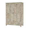 Picture of Mission Solid Wood Distressed White Large Clothing Armoire