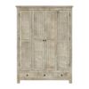 Picture of Mission Solid Wood Distressed White Large Clothing Armoire
