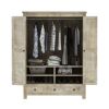 Picture of Mission Solid Wood Distressed White Large Clothing Armoire