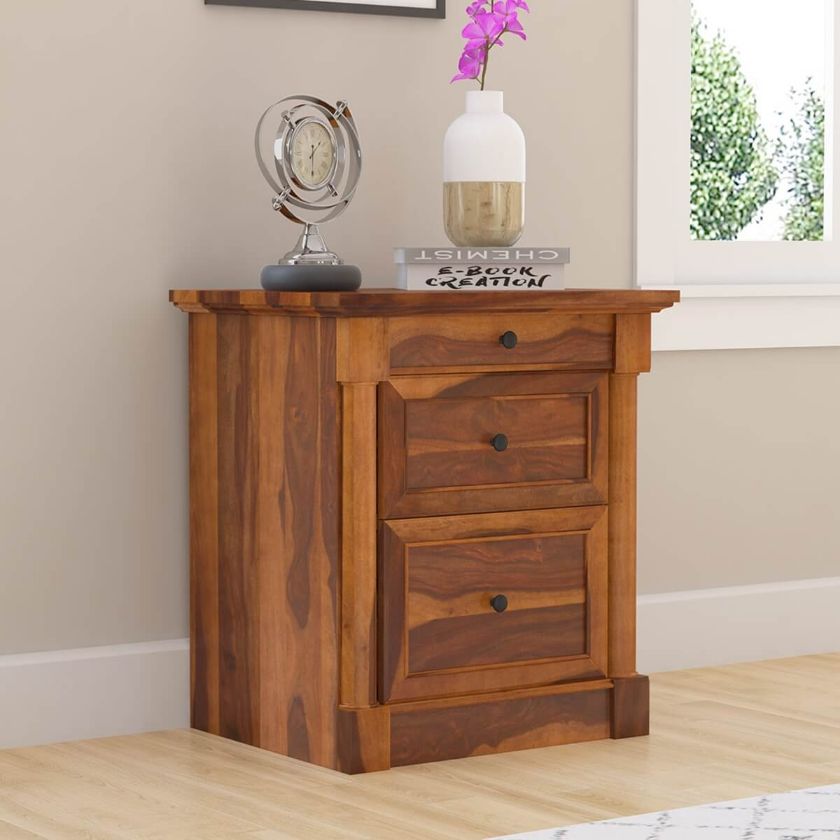 Picture of Ansonville Rustic Solid Wood 3 Drawer File Cabinet