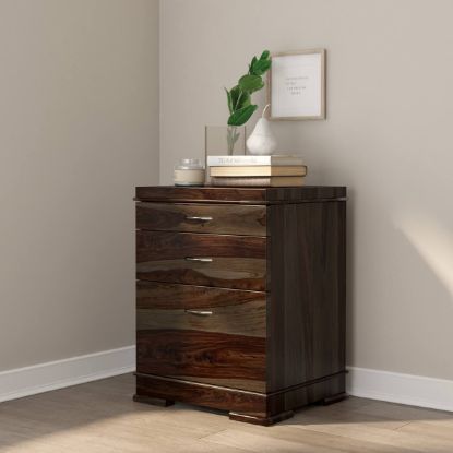 Picture of Blanford Modern Rustic Solid Wood 3 Drawer File Cabinet
