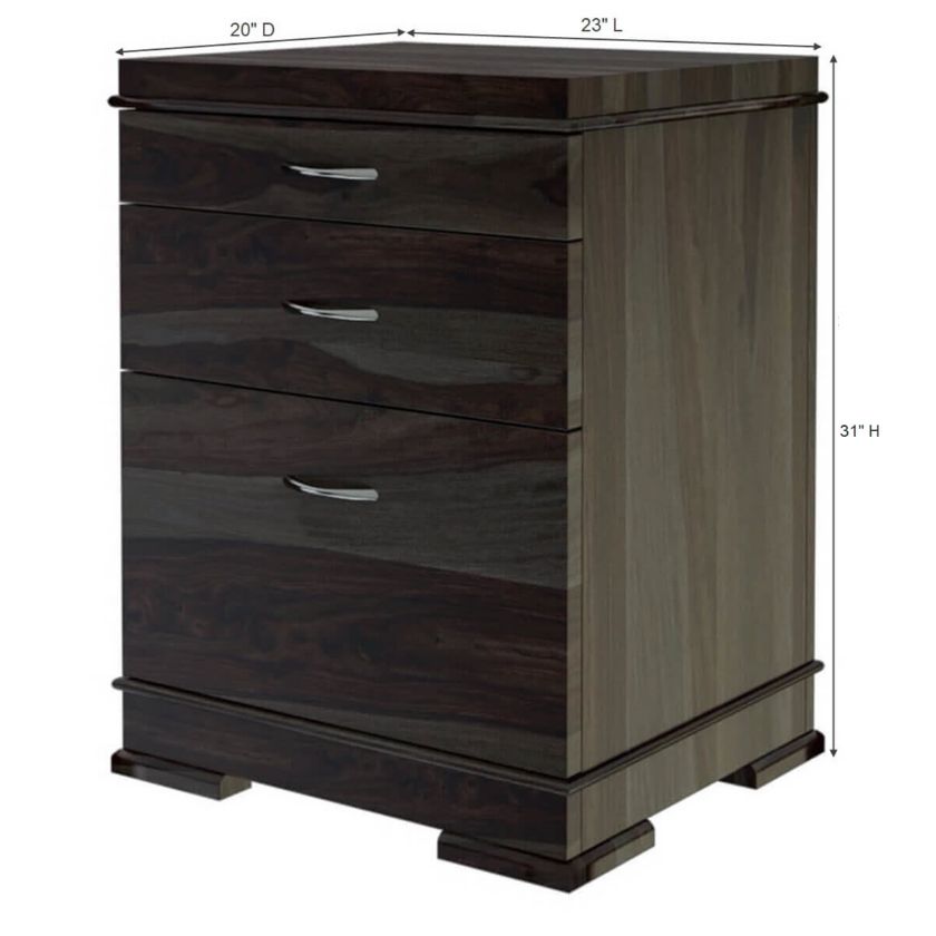 Blanford Modern Rustic Solid Wood 3 Drawer File Cabinet Dimension Image