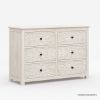Picture of Calistoga Handcarved Solid Wood 6 Drawer White Bedroom Dresser