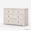 Picture of Calistoga Handcarved Solid Wood 6 Drawer White Bedroom Dresser