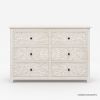 Picture of Calistoga Handcarved Solid Wood 6 Drawer White Bedroom Dresser