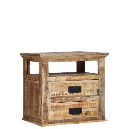 Picture of Schenectady Rustic Reclaimed Wood End Table with 2 Drawers