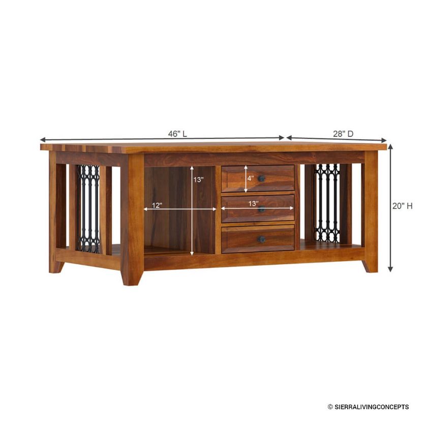 San Francisco Mission Style Coffee Table Size Image