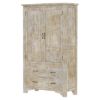 Picture of Savannah Country Distressed White Solid Wood Large 2 Drawer Wardrobe