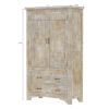 Picture of Savannah Country Distressed White Solid Wood Large 2 Drawer Wardrobe