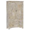 Picture of Savannah Country Distressed White Solid Wood Large 2 Drawer Wardrobe