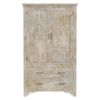 Picture of Savannah Country Distressed White Solid Wood Large 2 Drawer Wardrobe