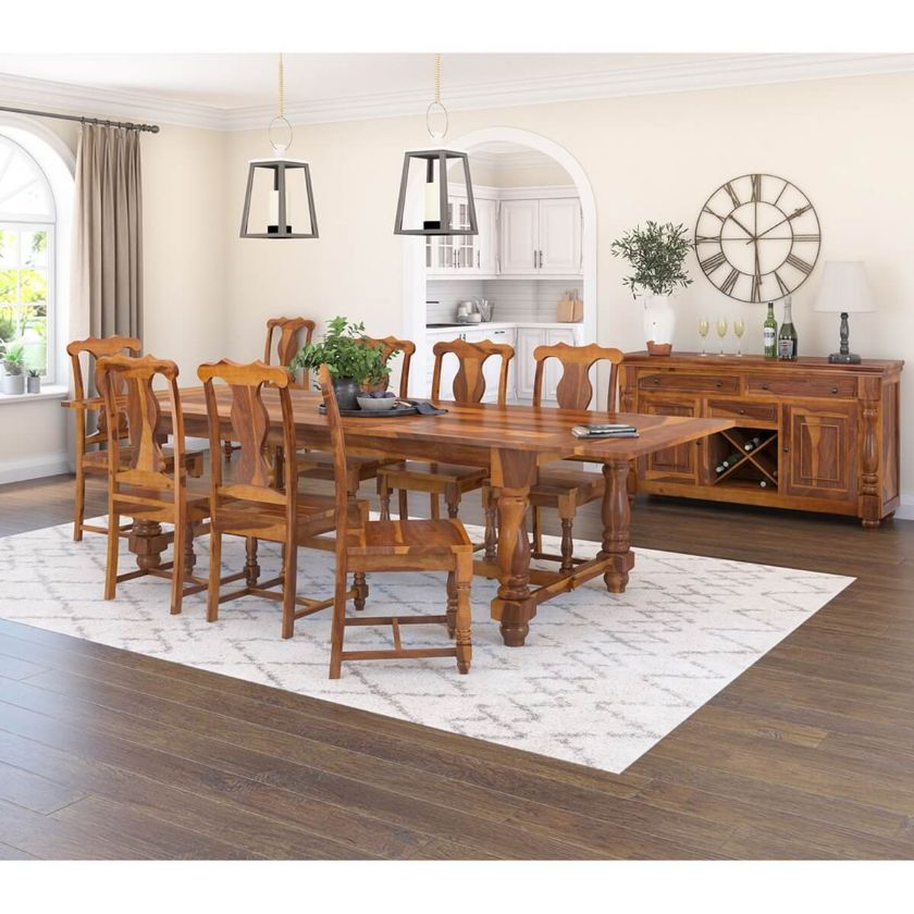 Picture of Oroville Rustic Solid Wood 10 Piece Dining Room Set