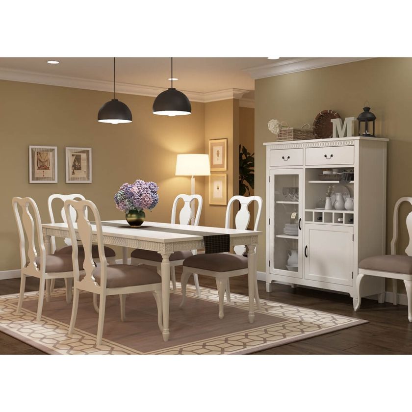 Picture of Anderra Mahogany Wood White 8 Piece Dining Room Set
