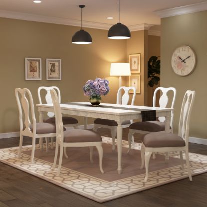 Picture of Anderra Solid Mahogany Wood White Dining Table Chair Set