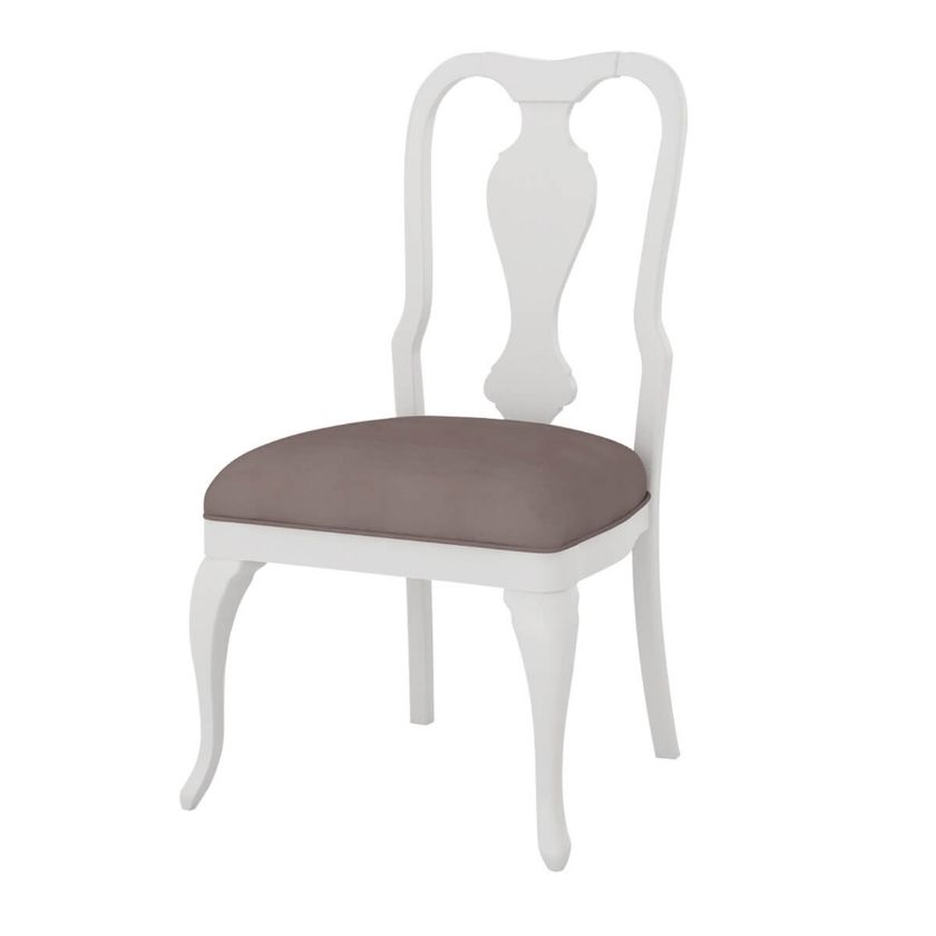 Picture of Anderra Solid Mahogany Wood White Dining Chair with Upholstered Seat