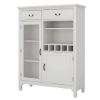 Picture of Anderra Solid Mahogany Wood White Tall Bar Cabinet with Drawers