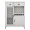 Picture of Anderra Solid Mahogany Wood White Tall Bar Cabinet with Drawers
