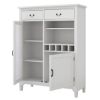 Picture of Anderra Solid Mahogany Wood White Tall Bar Cabinet with Drawers