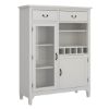Picture of Anderra Solid Mahogany Wood White Tall Bar Cabinet with Drawers
