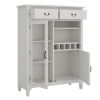Picture of Anderra Solid Mahogany Wood White Tall Bar Cabinet with Drawers