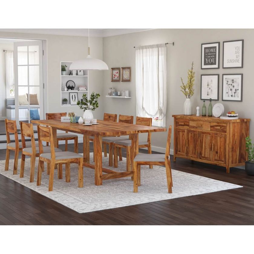 Picture of Delaware Rustic Solid Wood 10 Piece Dining Room Set