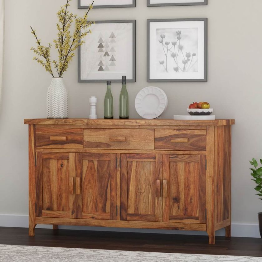 Picture of Delaware Rustic Solid Wood 3 Drawer Long Sideboard Cabinet
