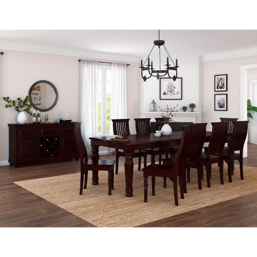 Picture of Colonial American Handcrafted Solid Wood 12 Piece Dining Room Set