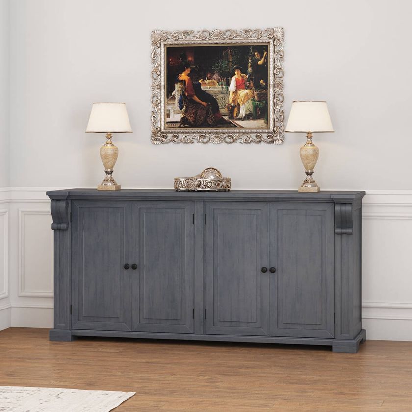 Picture of San Marino Solid Mahogany Wood Large Grey Sideboard Cabinet