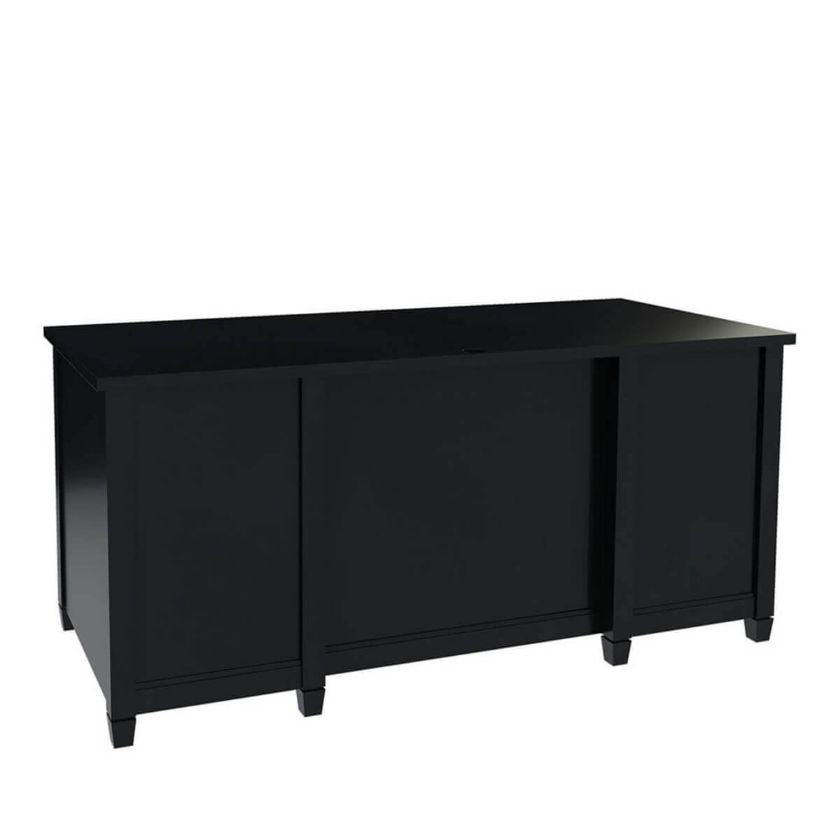 Aulander Solid Wood Black Desk with File Cabinet Set.