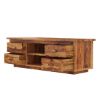 Picture of Delaware Rustic Solid Wood 60" TV Stand Media Cabinet with 4 Drawers