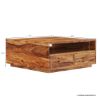 Picture of Delaware Rustic Solid Wood Square Coffee Table with 4 Drawers