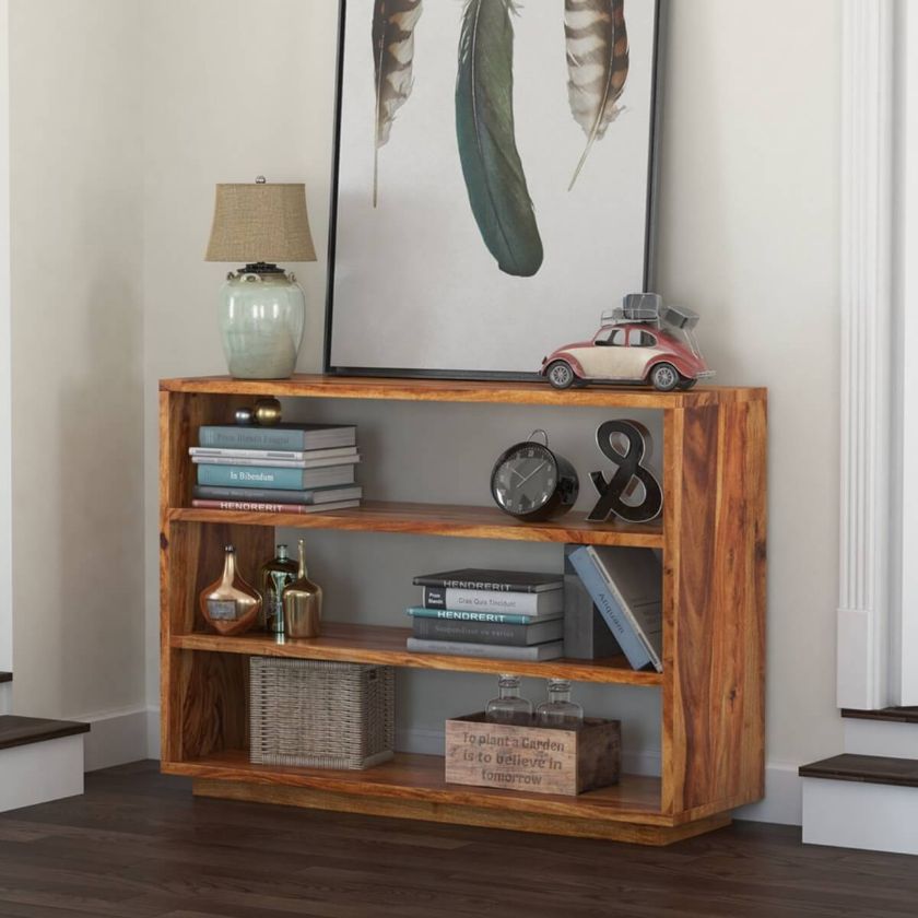 Picture of Delaware Modern Rustic Solid Wood Hall 4 Tier Bookcase Console Table