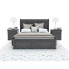 Picture of Kelowna Solid Mahogany Wood Gray Storage Platform Bed With Headboard