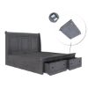 Picture of Kelowna Solid Mahogany Wood Gray Storage Platform Bed With Headboard