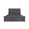 Picture of Kelowna Solid Mahogany Wood Gray Storage Platform Bed With Headboard