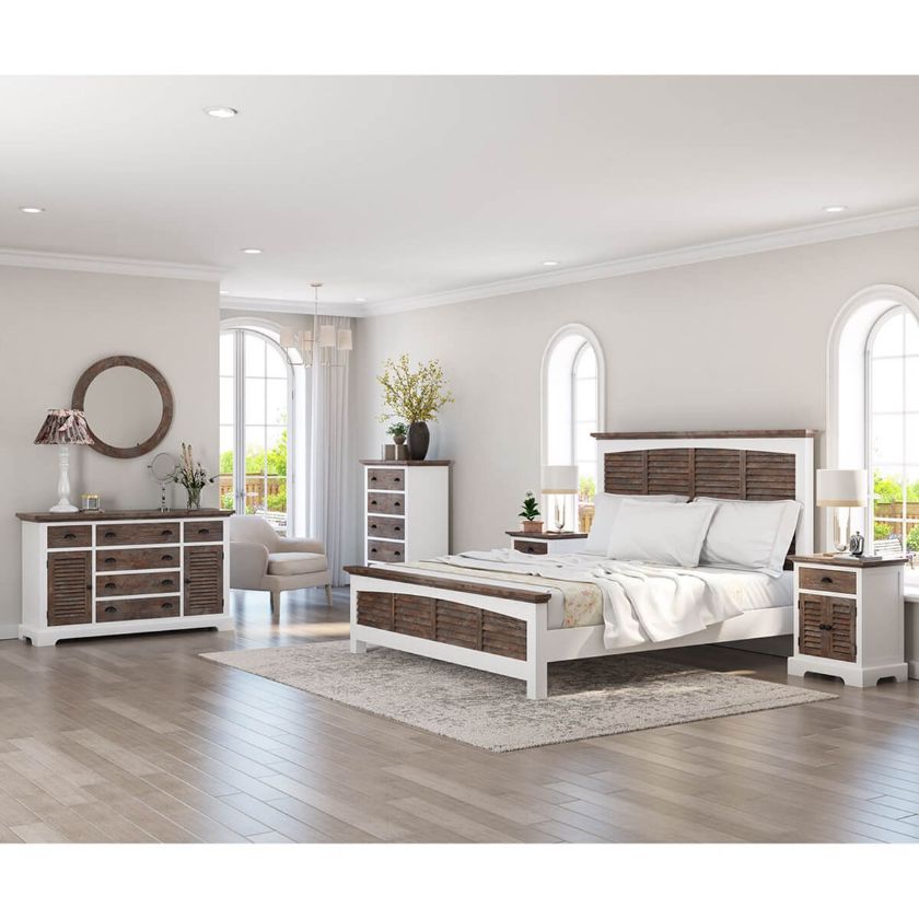 Picture of Danville Teak and Mahogany Wood Modern 5 Piece Bedroom Set