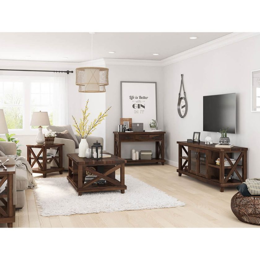 Picture of Antwerp Rustic Solid Wood 5 Piece Living Room Set