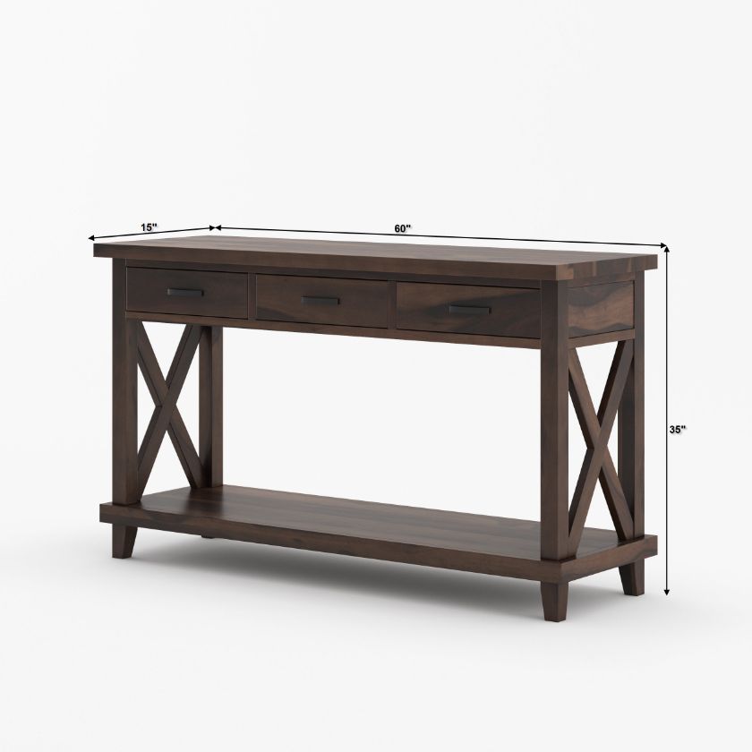 Antwerp Dark Wood Console Table with Storage Size Image