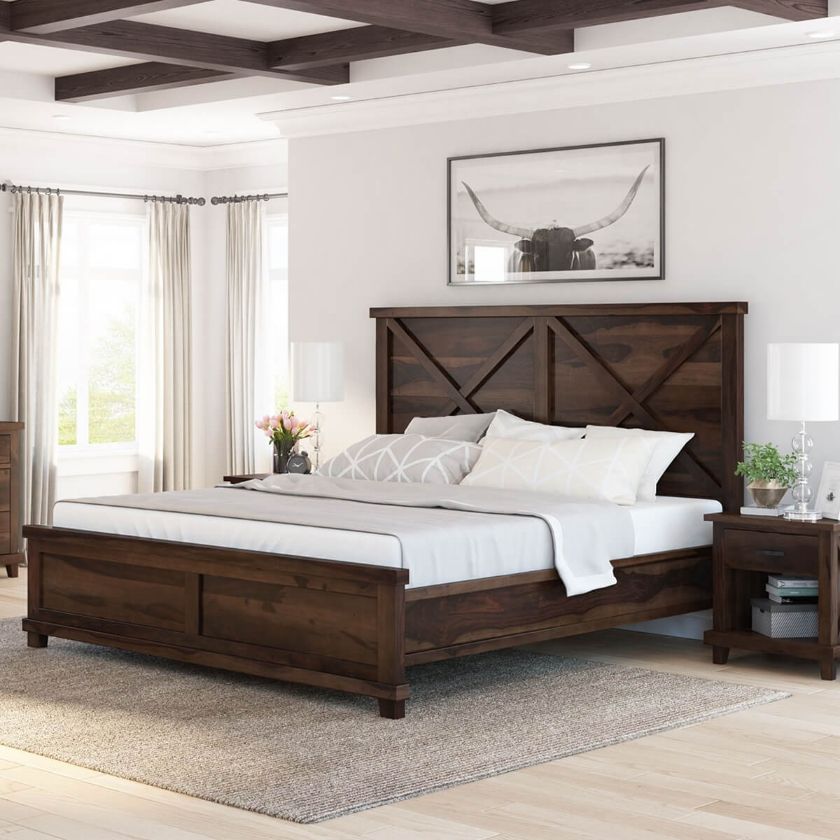 Picture of Antwerp Rustic Farmhouse Solid Wood Platform Bed Frame