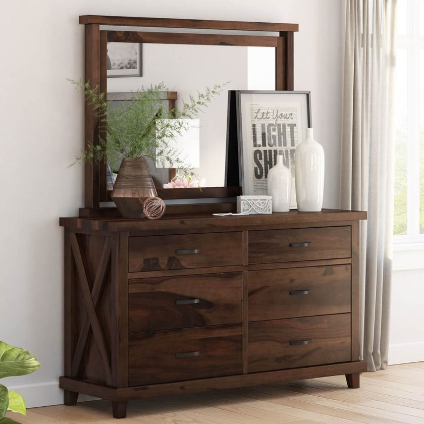 Picture of Antwerp Rustic Solid Wood Bedroom Dresser with 6 Drawers