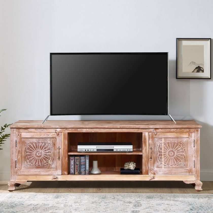 Picture of Gosnold Antique Style Reclaimed Wood TV Media Console With Cabinets