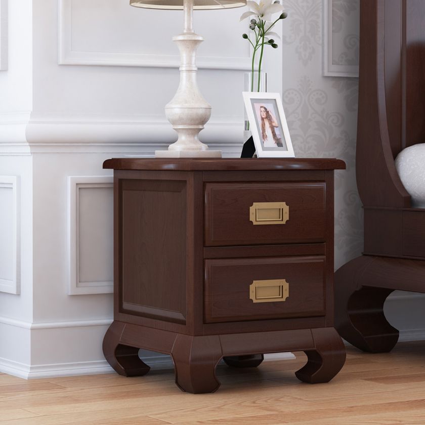 Picture of Oraibi Mahogany Wood Nightstand With 2 Drawers