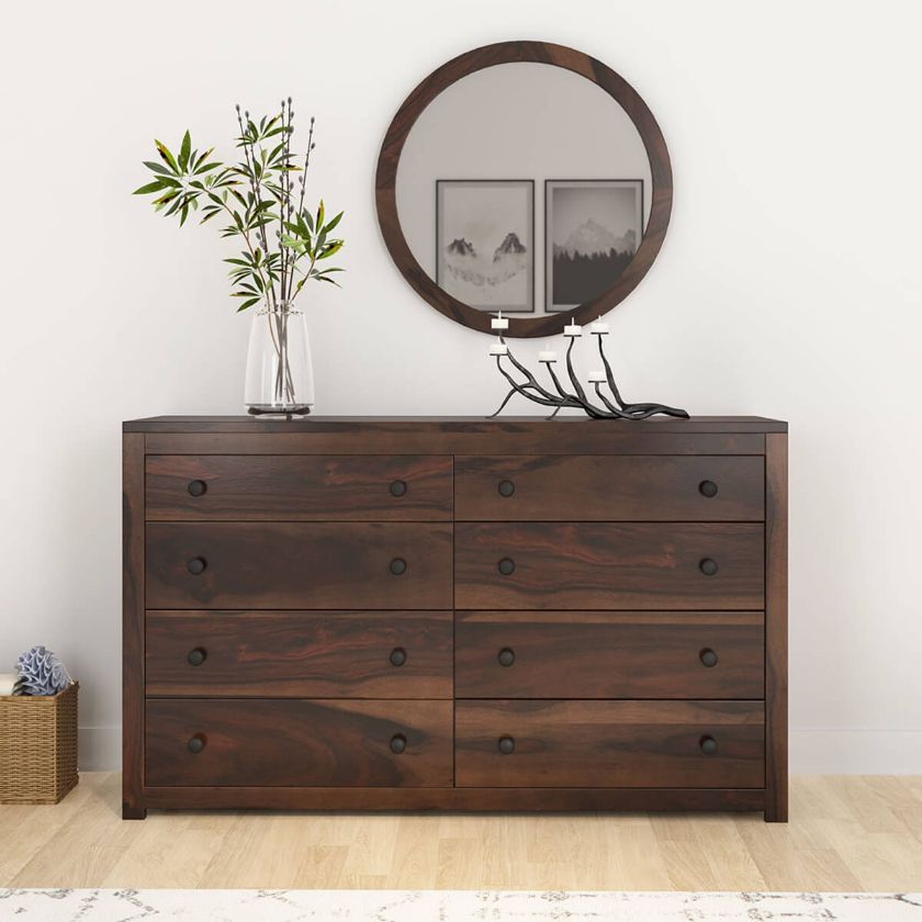 Picture of El Centro Rustic Solid Wood Bedroom Dresser with 8 Drawers